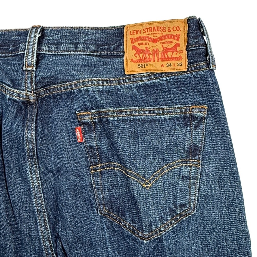 Levis 501 Original Fit Jeans Medium Wash Blue Denim Mens 34x32 00501-0194